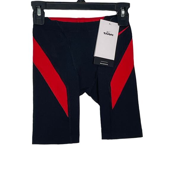 Nike Men's HydraStrong Colorblock Jammer Swimsuit Black/red 24 - Picture 1 of 7